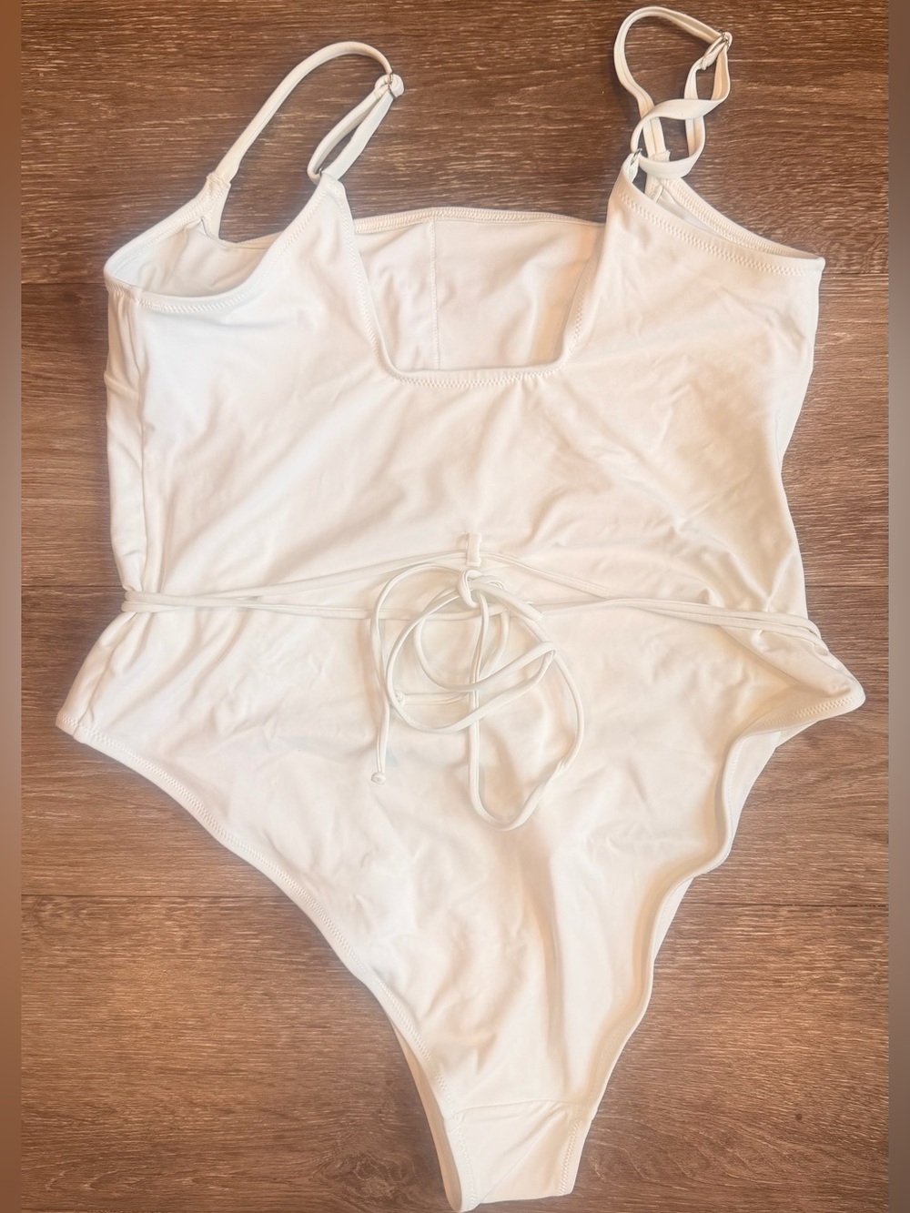White Women One-Piece Swimsuit with Adjustable Straps